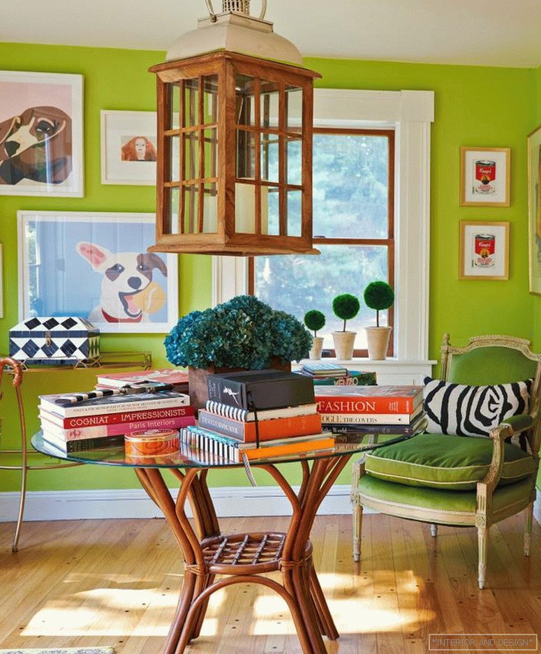 Зелена боја во дневната соба дизајн - слика 1