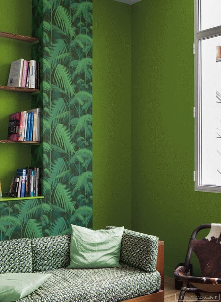 Зелена боја во дизајн на дневна соба - слика 2