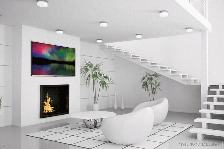 Бела боја во дизајнот на дневната соба - слика 4