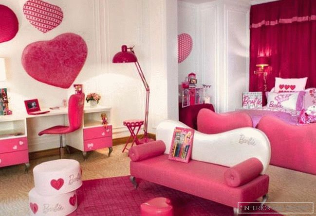 Розова детска спална соба - фото