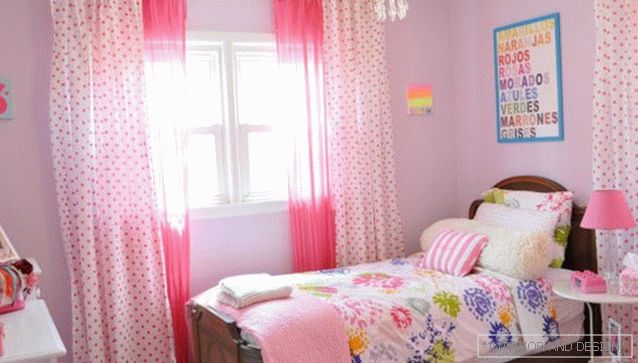 Розова спална соба дизајн за девојки