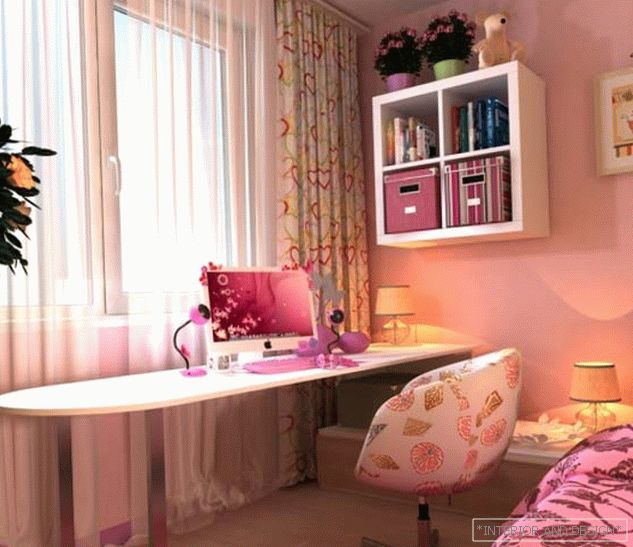 Розова детска дизајн на спална соба