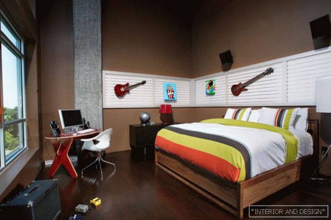 Фотографија на спална соба за момче во стил на мансарда
