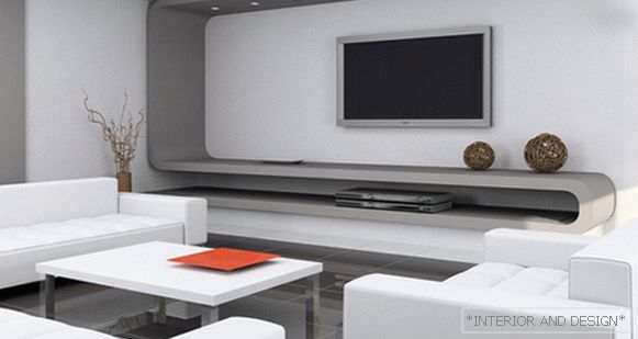 Мебел за дневната соба во модерен стил (хај-тек) - 3