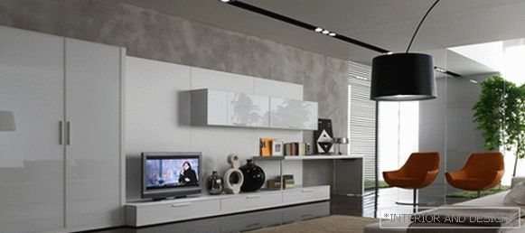 Мебел за дневната соба во модерен стил (хај-тек) - 4
