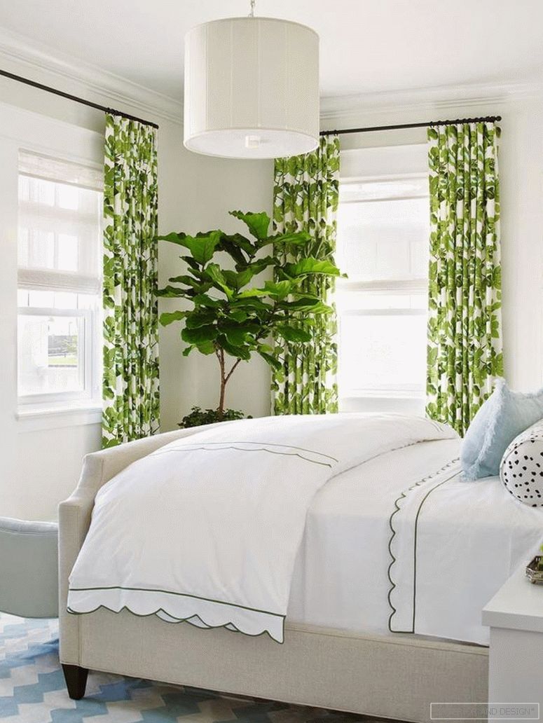 Зелени завеси для спальни 1
