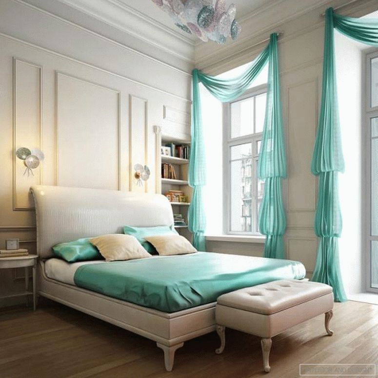 Зелени завеси для спальни 10
